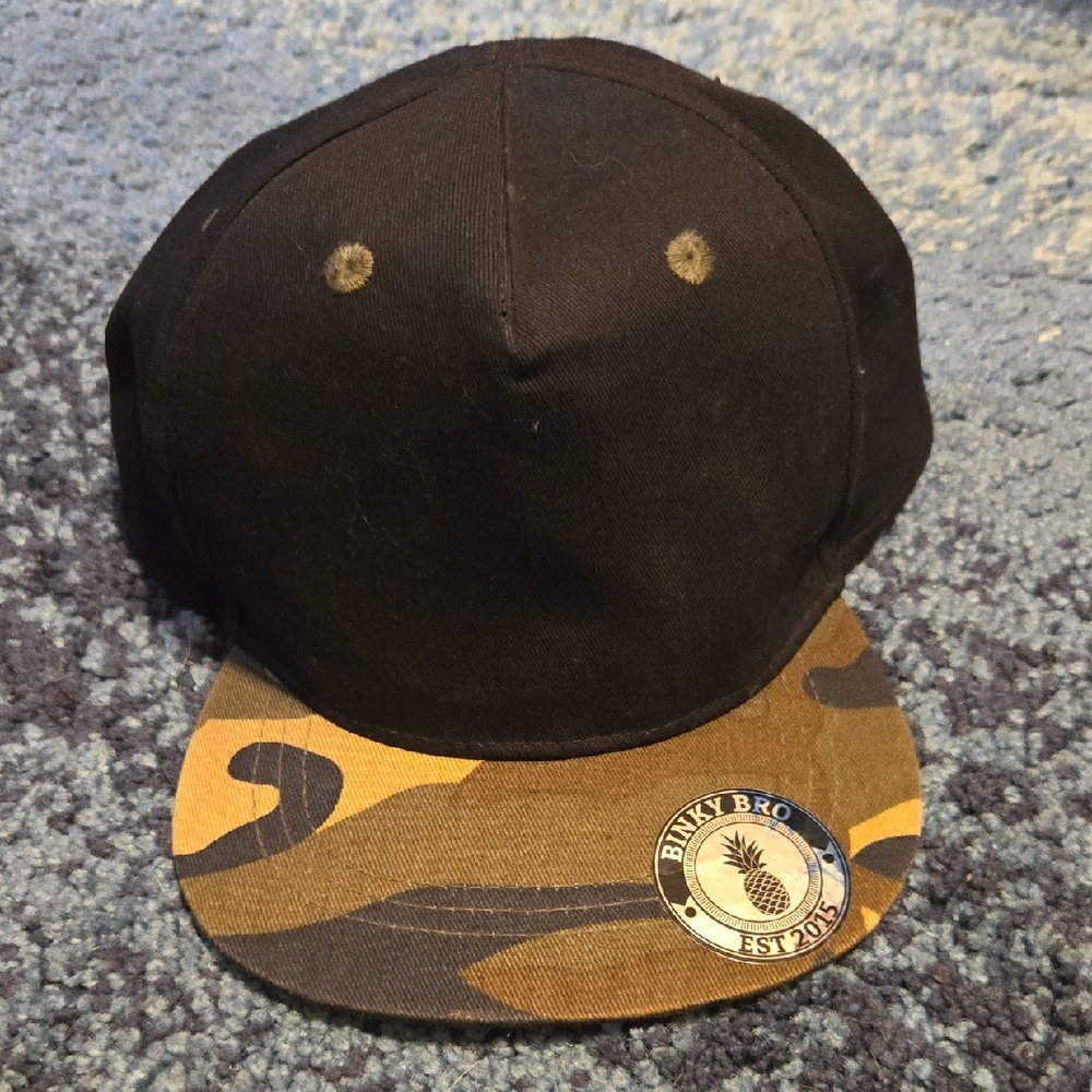 Black Cap with Camouflage Brim